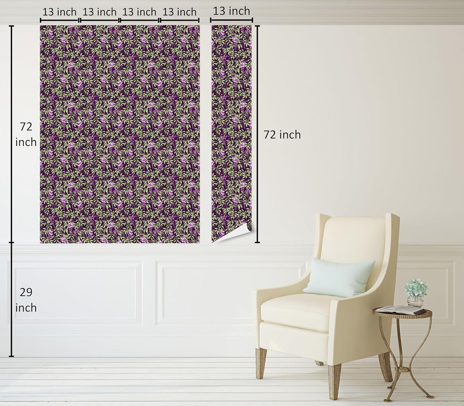 imageAmbesonne Blueberry Peel amp Stick Wallpaper for Home Summer Berries with Leaves on Cream Background Love Botanical Themed SelfAdhesive Living Room Kitchen Accent 13 x 100 Violet Blue Fern GreenPlum Purple and Reseda Green