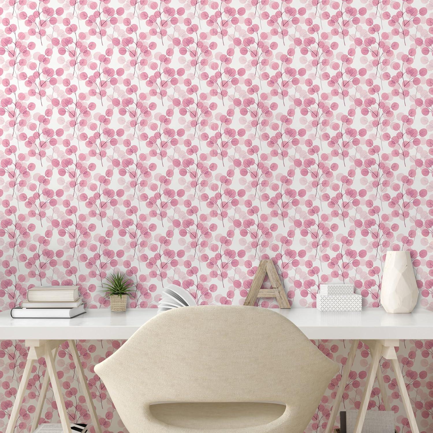 imageAmbesonne Blueberry Peel amp Stick Wallpaper for Home Summer Berries with Leaves on Cream Background Love Botanical Themed SelfAdhesive Living Room Kitchen Accent 13 x 100 Violet Blue Fern GreenBlush Pale Pink and Plum