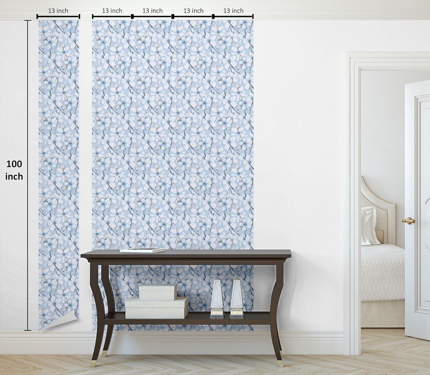 imageAmbesonne Blueberry Peel amp Stick Wallpaper for Home Summer Berries with Leaves on Cream Background Love Botanical Themed SelfAdhesive Living Room Kitchen Accent 13 x 100 Violet Blue Fern GreenPale Azure Blue Pale Grey