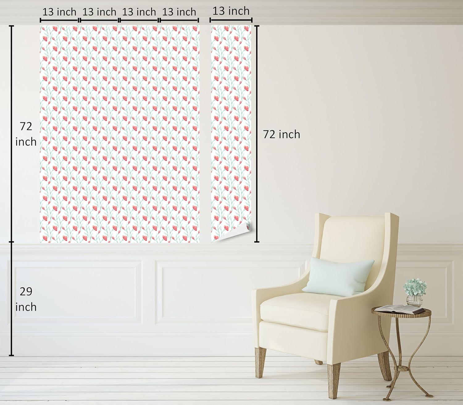 imageAmbesonne Blueberry Peel amp Stick Wallpaper for Home Summer Berries with Leaves on Cream Background Love Botanical Themed SelfAdhesive Living Room Kitchen Accent 13 x 100 Violet Blue Fern GreenDark Coral Seafoam