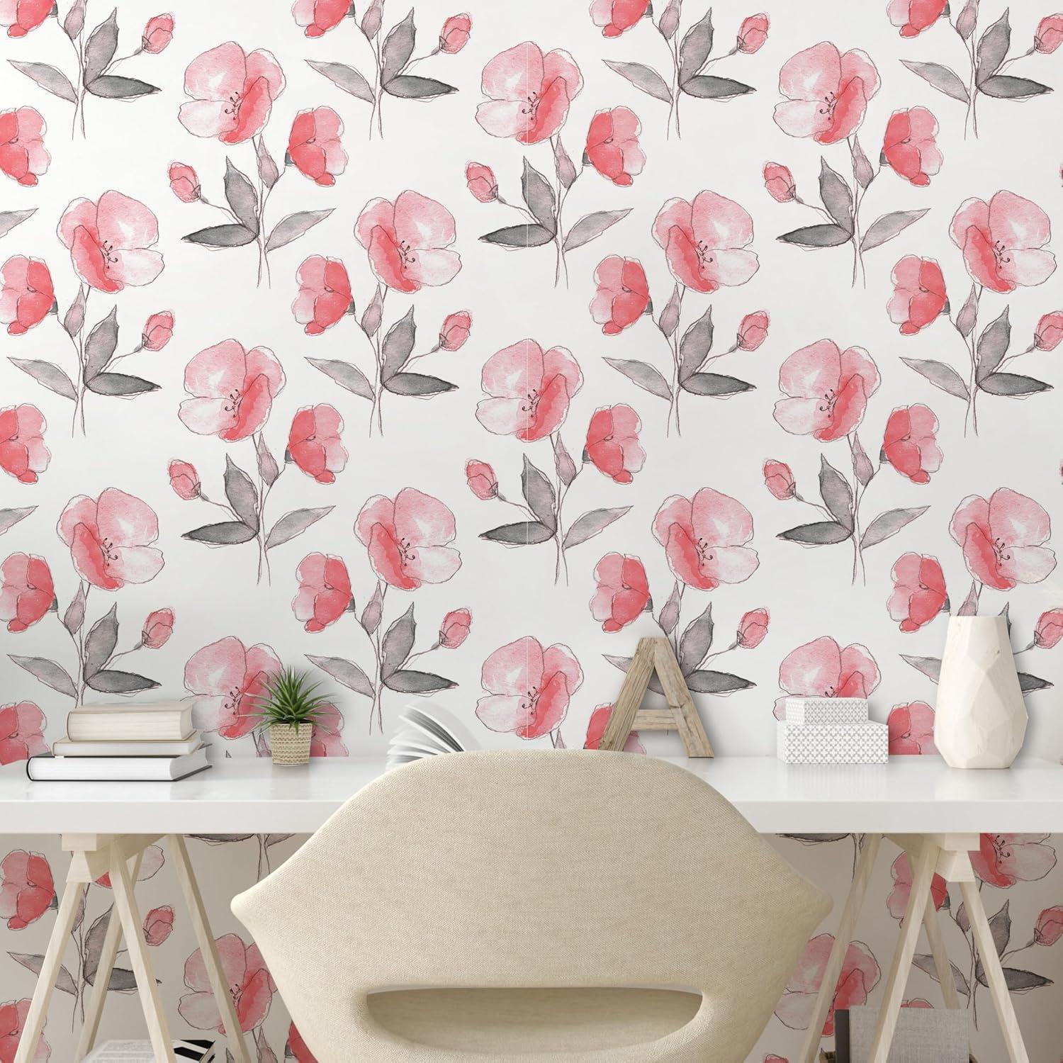 imageAmbesonne Blueberry Peel amp Stick Wallpaper for Home Summer Berries with Leaves on Cream Background Love Botanical Themed SelfAdhesive Living Room Kitchen Accent 13 x 100 Violet Blue Fern GreenPale Purpleblue and Coral