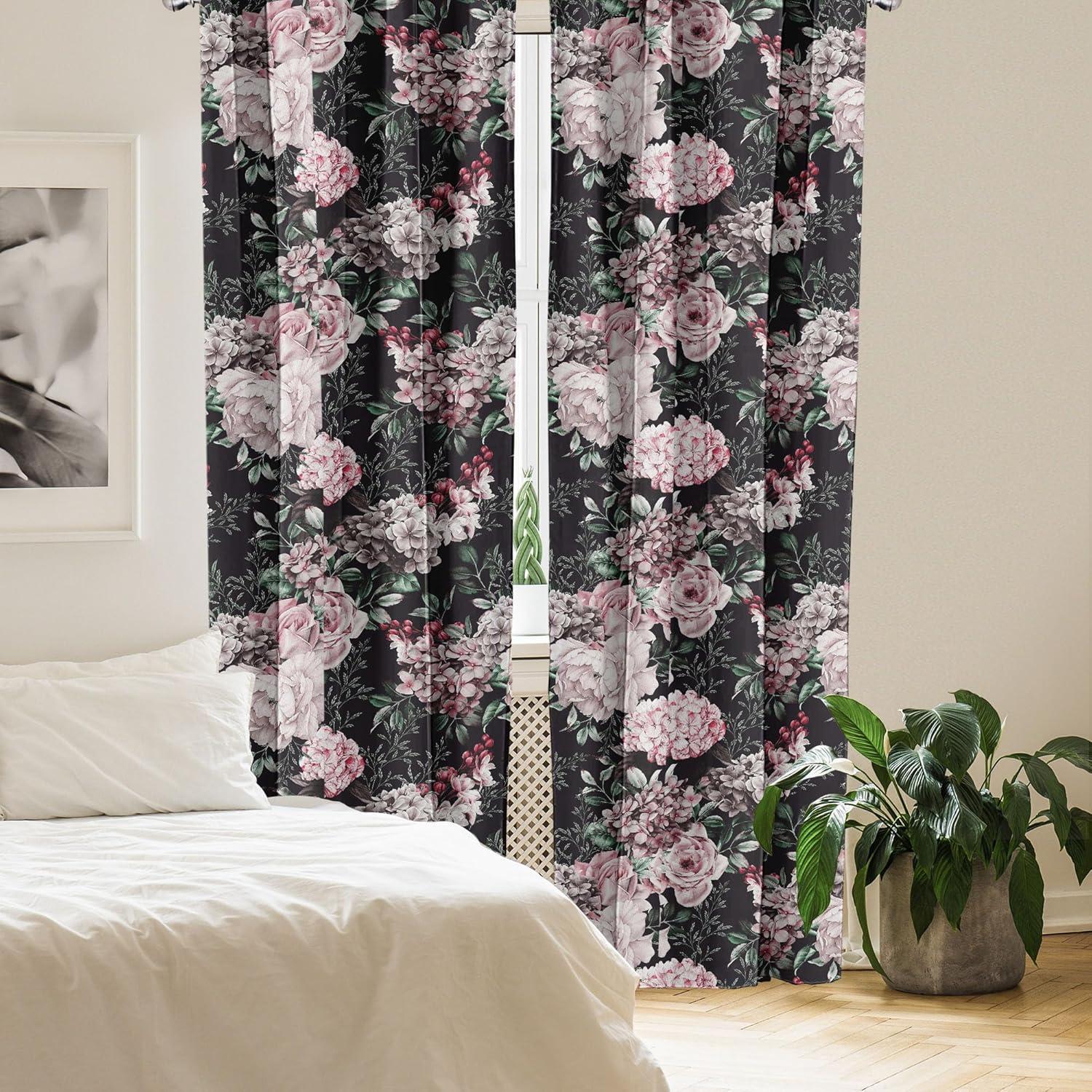imageAmbesonne Floral Curtains Vintage Style Blooming Pastel Hibiscus and Rose Flowers with Leaves Window Treatments 2 Panel Set for Living Room Bedroom Pair of 28 x 84 Lilac Seafoam and GreenJade Green Pale Mauve