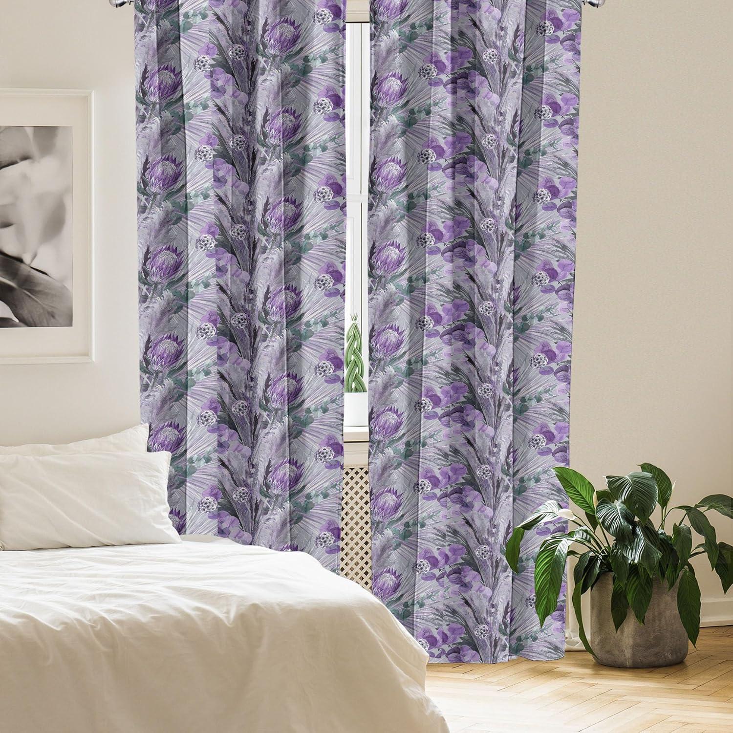 imageAmbesonne Floral Curtains Vintage Style Blooming Pastel Hibiscus and Rose Flowers with Leaves Window Treatments 2 Panel Set for Living Room Bedroom Pair of 28 x 84 Lilac Seafoam and GreenViolet Mauve and Grey Teal