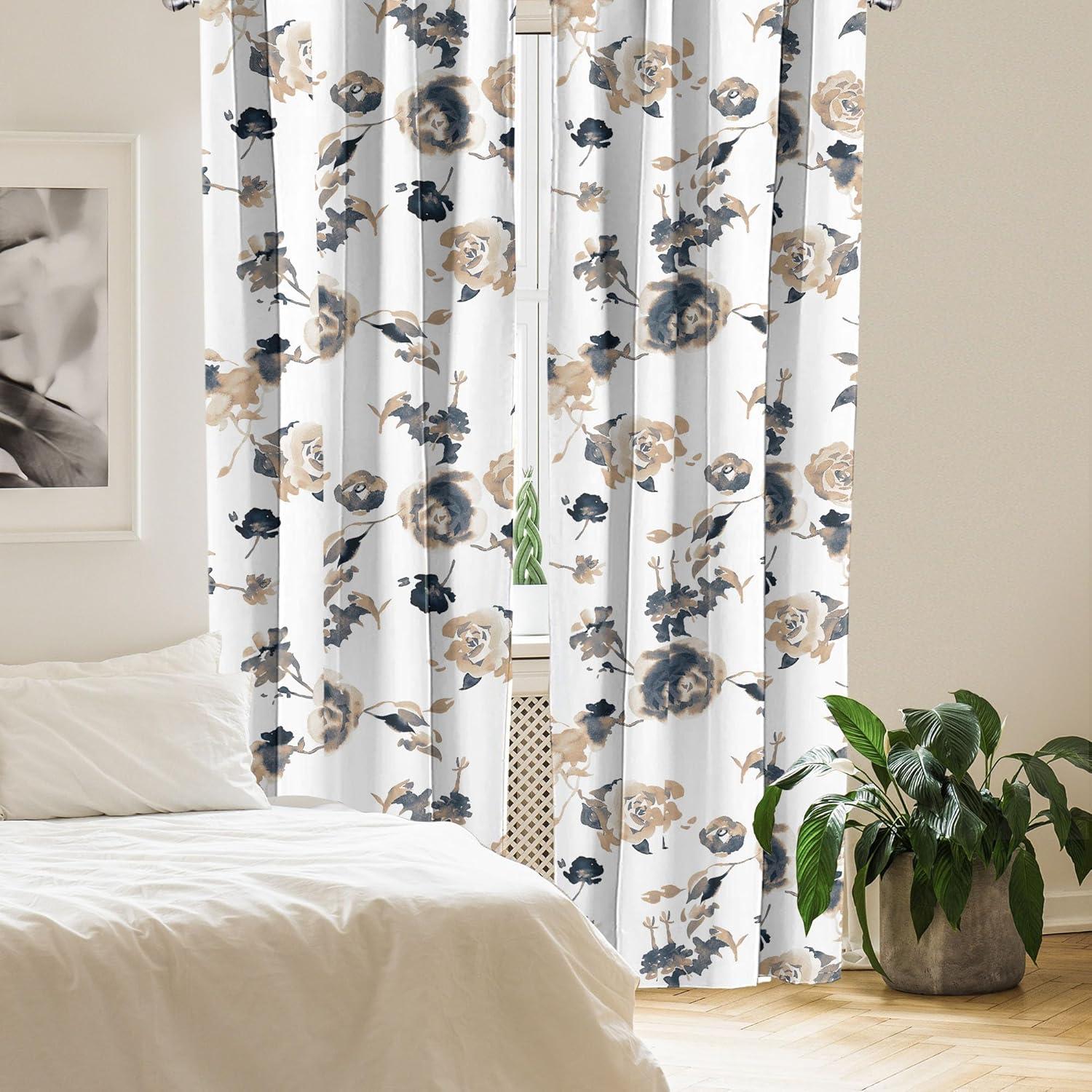 imageAmbesonne Floral Curtains Vintage Style Blooming Pastel Hibiscus and Rose Flowers with Leaves Window Treatments 2 Panel Set for Living Room Bedroom Pair of 28 x 84 Lilac Seafoam and GreenAlmond Dark Slate Blue