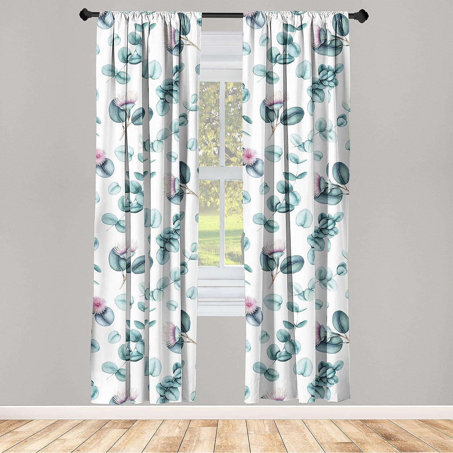imageAmbesonne Floral Curtains Vintage Style Blooming Pastel Hibiscus and Rose Flowers with Leaves Window Treatments 2 Panel Set for Living Room Bedroom Pair of 28 x 84 Lilac Seafoam and GreenPale Teal and Cadet Blue