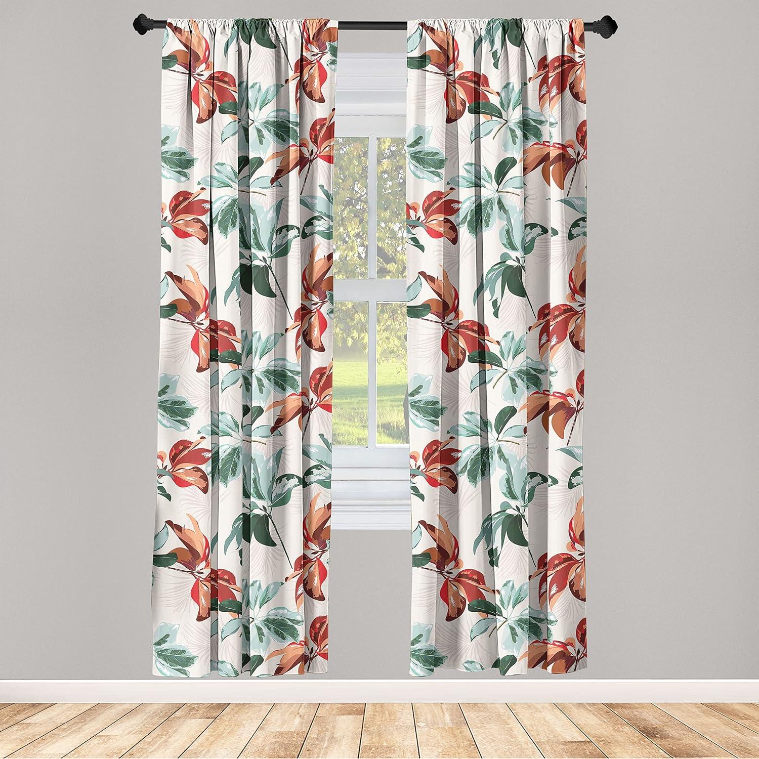 imageAmbesonne Floral Curtains Vintage Style Blooming Pastel Hibiscus and Rose Flowers with Leaves Window Treatments 2 Panel Set for Living Room Bedroom Pair of 28 x 84 Lilac Seafoam and GreenPale Rust Seafoam Emerald