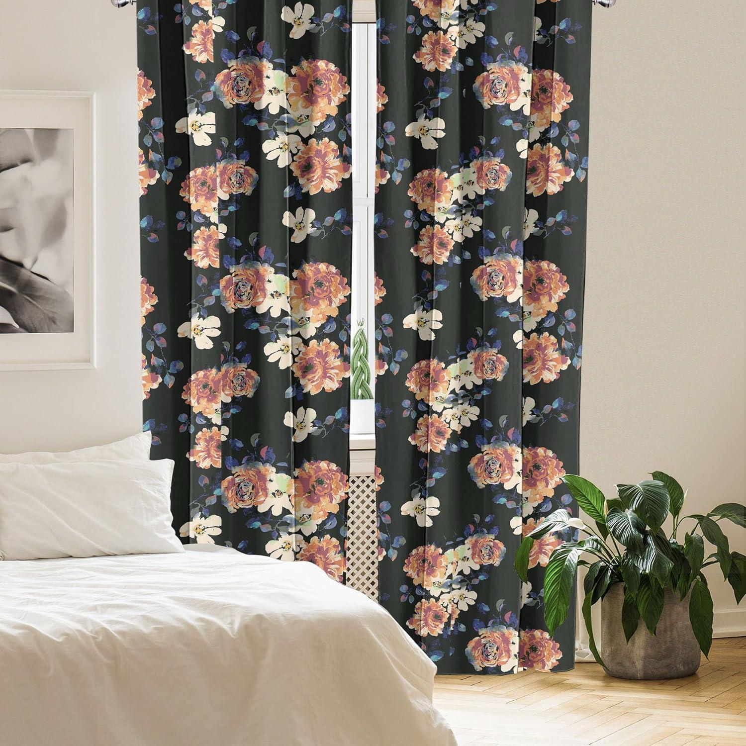imageAmbesonne Floral Curtains Vintage Style Blooming Pastel Hibiscus and Rose Flowers with Leaves Window Treatments 2 Panel Set for Living Room Bedroom Pair of 28 x 84 Lilac Seafoam and GreenCharcoal Grey Orange Blue