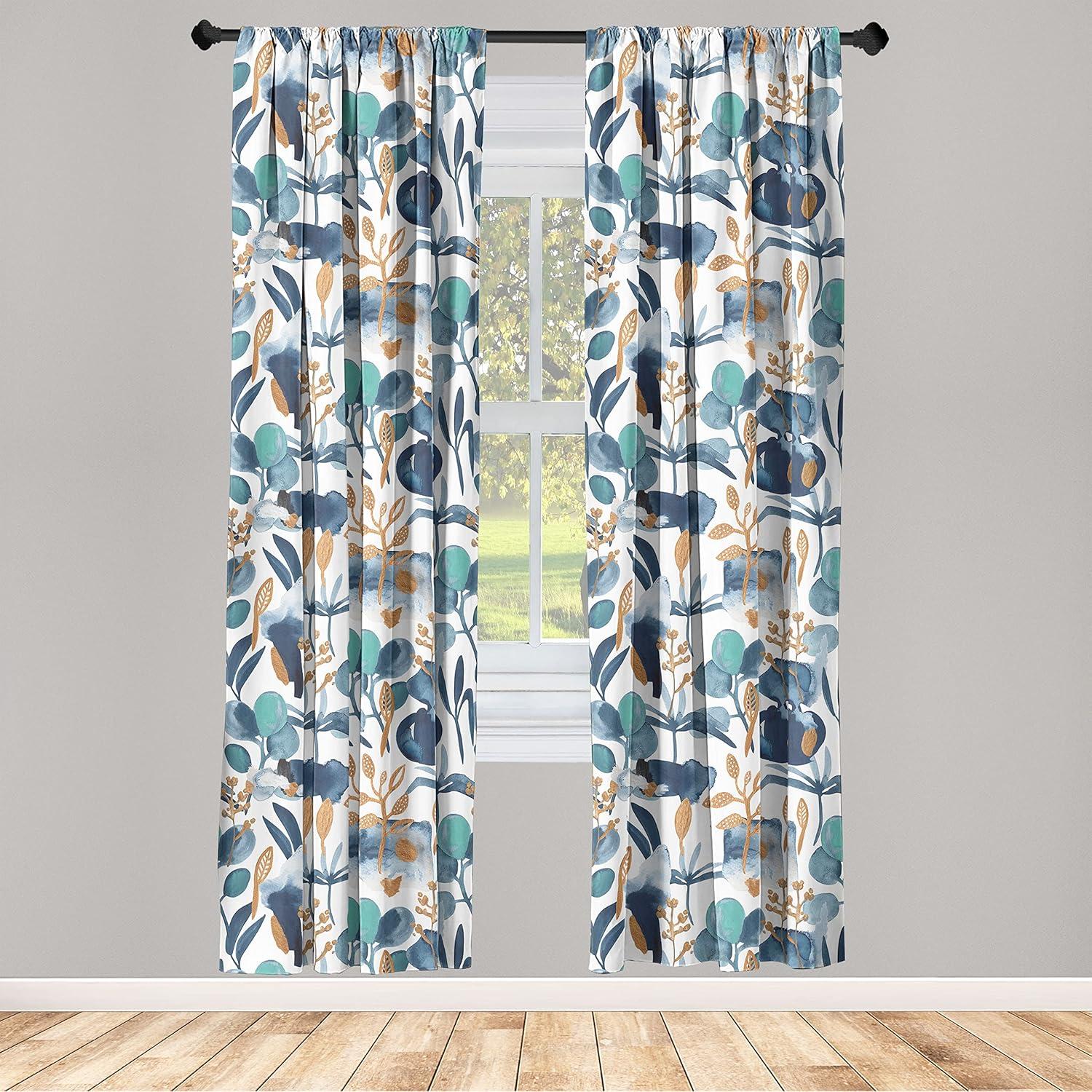 imageAmbesonne Floral Curtains Vintage Style Blooming Pastel Hibiscus and Rose Flowers with Leaves Window Treatments 2 Panel Set for Living Room Bedroom Pair of 28 x 84 Lilac Seafoam and GreenSlate Blue Seafoam Amber