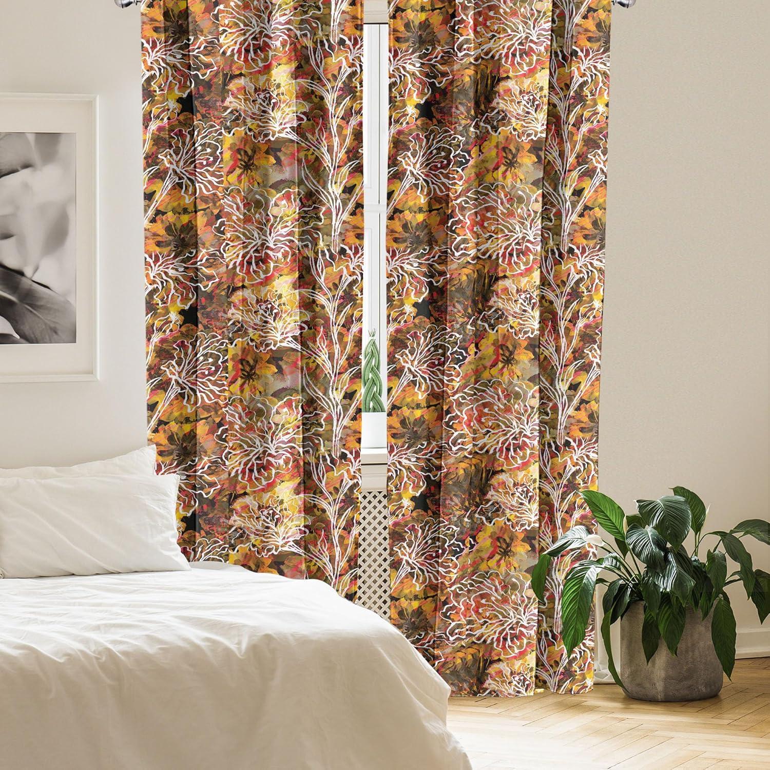 imageAmbesonne Floral Curtains Vintage Style Blooming Pastel Hibiscus and Rose Flowers with Leaves Window Treatments 2 Panel Set for Living Room Bedroom Pair of 28 x 84 Lilac Seafoam and GreenFawn Mustard and Vermilion