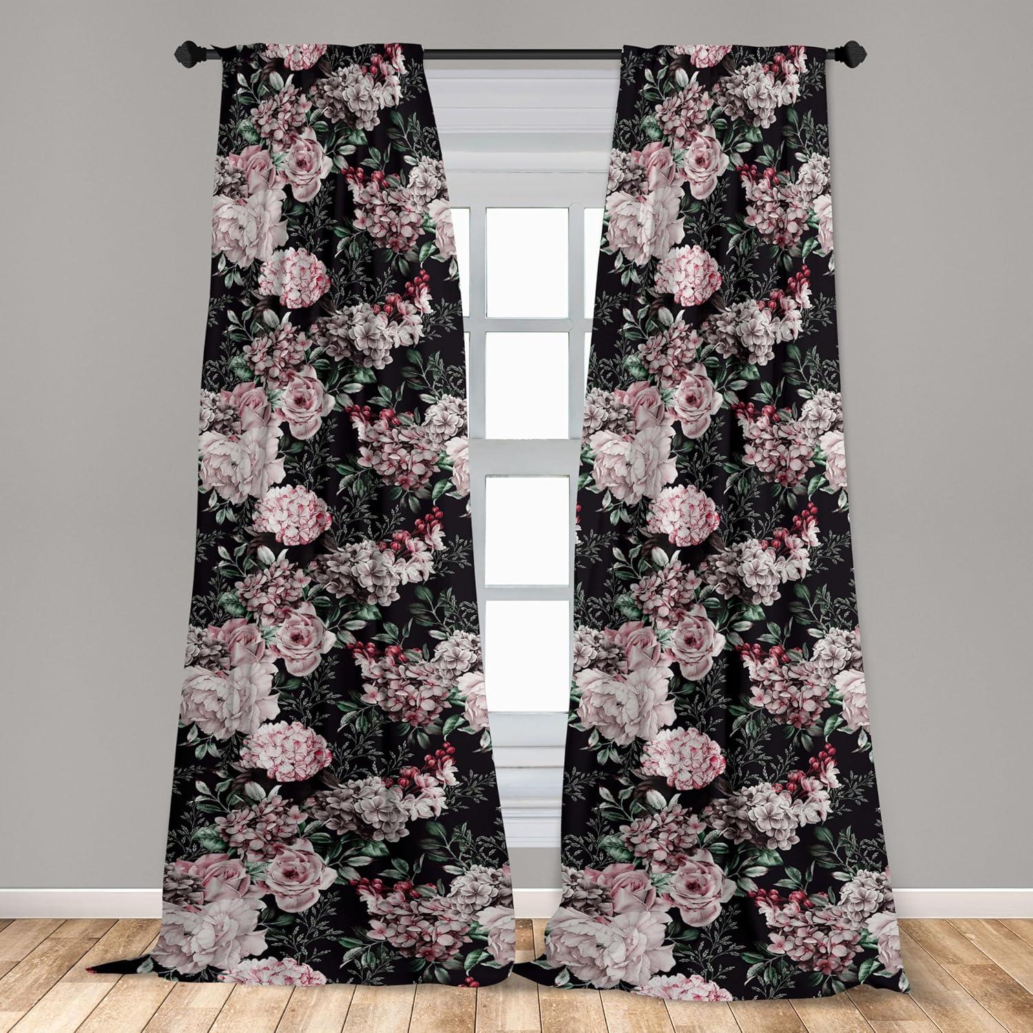 imageAmbesonne Floral Curtains Vintage Style Blooming Pastel Hibiscus and Rose Flowers with Leaves Window Treatments 2 Panel Set for Living Room Bedroom Pair of 28 x 84 Lilac Seafoam and GreenJade Green Pale Mauve
