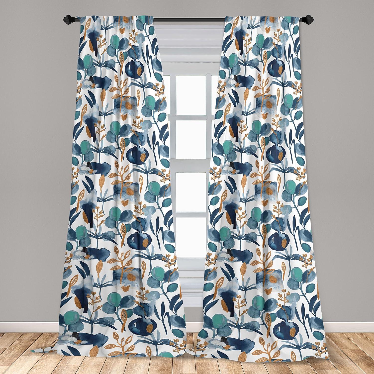 imageAmbesonne Floral Curtains Vintage Style Blooming Pastel Hibiscus and Rose Flowers with Leaves Window Treatments 2 Panel Set for Living Room Bedroom Pair of 28 x 84 Lilac Seafoam and GreenSlate Blue Seafoam Amber