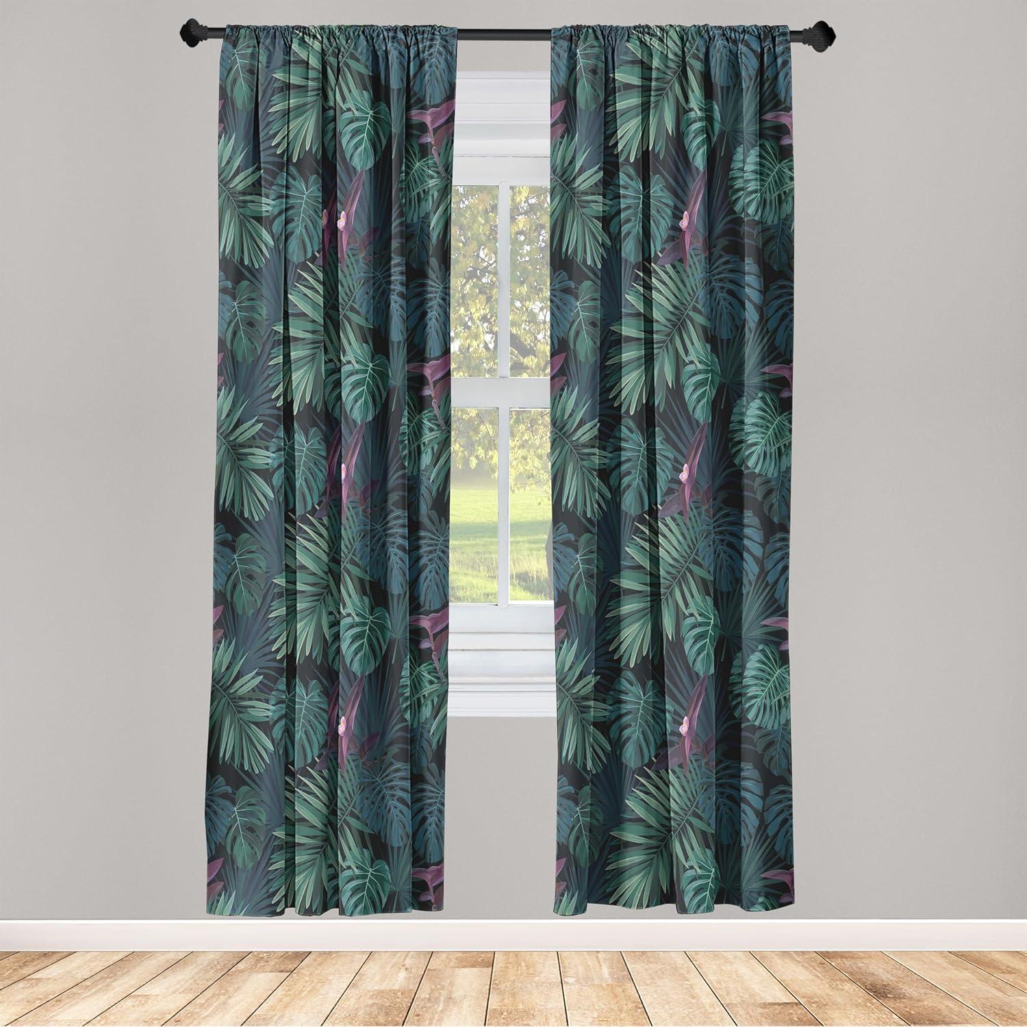 imageAmbesonne Floral Curtains Watercolor Themed Pattern of Blooming Retro Spring Revival Flowers Window Treatments 2 Panel Set for Living Room Bedroom Pair of 28 x 63 Lilac White and Slate BrownEggplant Dark Teal and Green