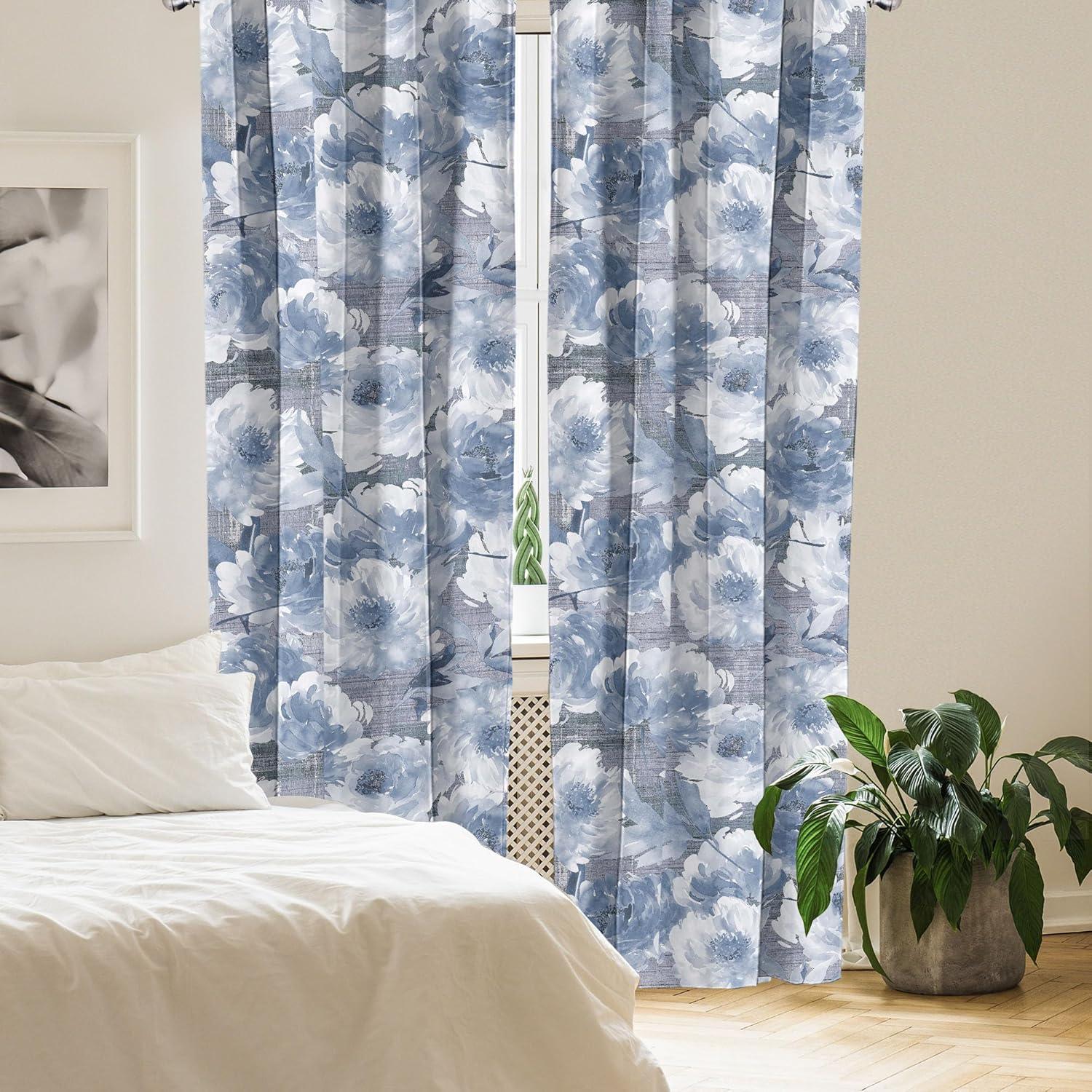 imageAmbesonne Floral Curtains Watercolor Themed Pattern of Blooming Retro Spring Revival Flowers Window Treatments 2 Panel Set for Living Room Bedroom Pair of 28 x 63 Lilac White and Slate BrownBlue Grey and Ceil Blue