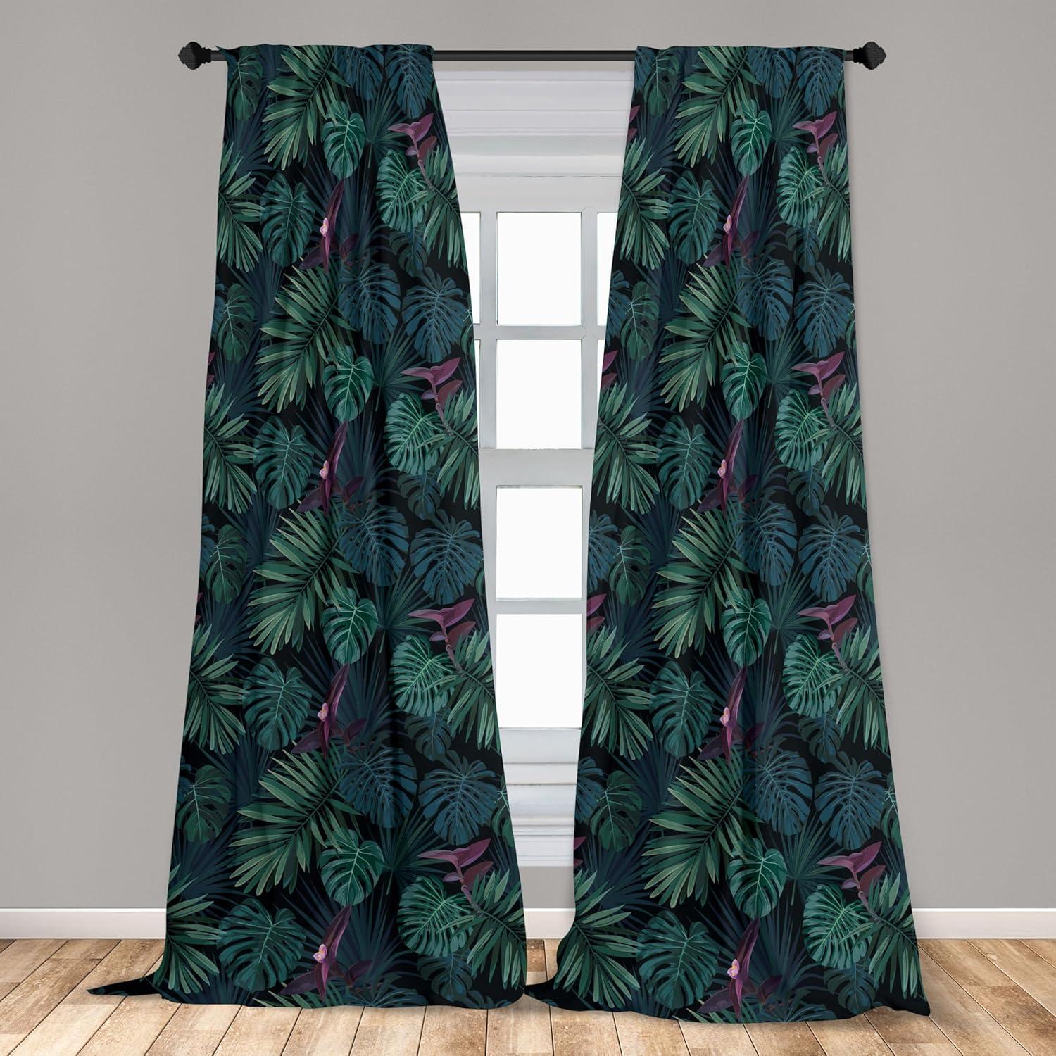 imageAmbesonne Floral Curtains Watercolor Themed Pattern of Blooming Retro Spring Revival Flowers Window Treatments 2 Panel Set for Living Room Bedroom Pair of 28 x 63 Lilac White and Slate BrownEggplant Dark Teal and Green