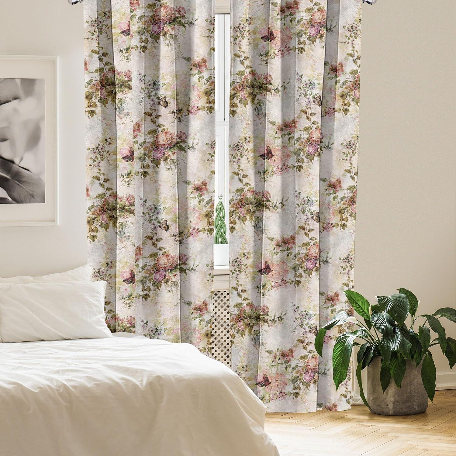 imageAmbesonne Floral Curtains Watercolor Themed Pattern of Blooming Retro Spring Revival Flowers Window Treatments 2 Panel Set for Living Room Bedroom Pair of 28 x 63 Lilac White and Slate BrownBeige Multicolor