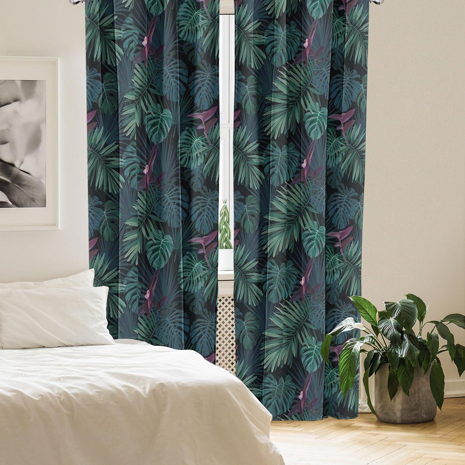 imageAmbesonne Floral Curtains Watercolor Themed Pattern of Blooming Retro Spring Revival Flowers Window Treatments 2 Panel Set for Living Room Bedroom Pair of 28 x 63 Lilac White and Slate BrownEggplant Dark Teal and Green