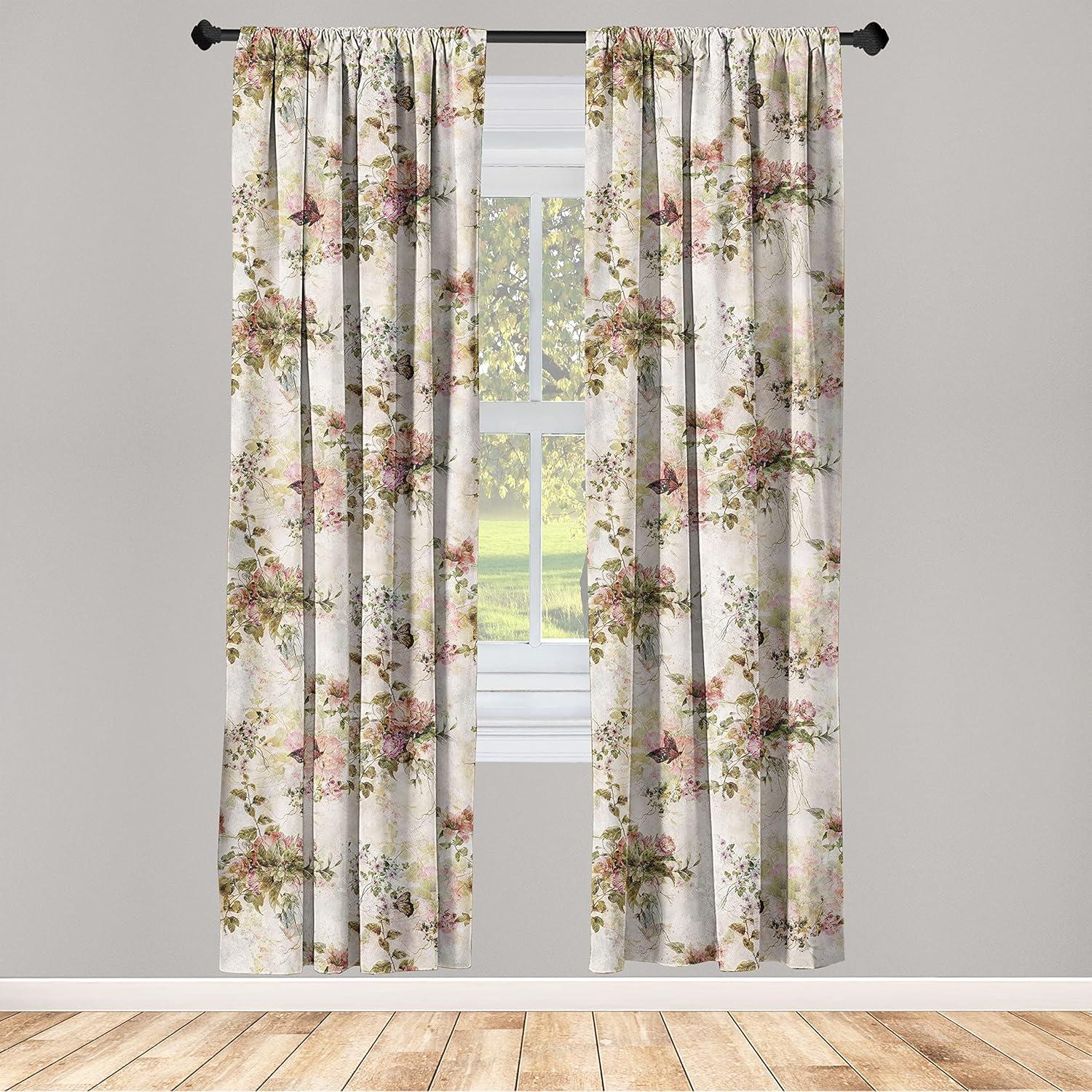 imageAmbesonne Floral Curtains Watercolor Themed Pattern of Blooming Retro Spring Revival Flowers Window Treatments 2 Panel Set for Living Room Bedroom Pair of 28 x 63 Lilac White and Slate BrownBeige Multicolor
