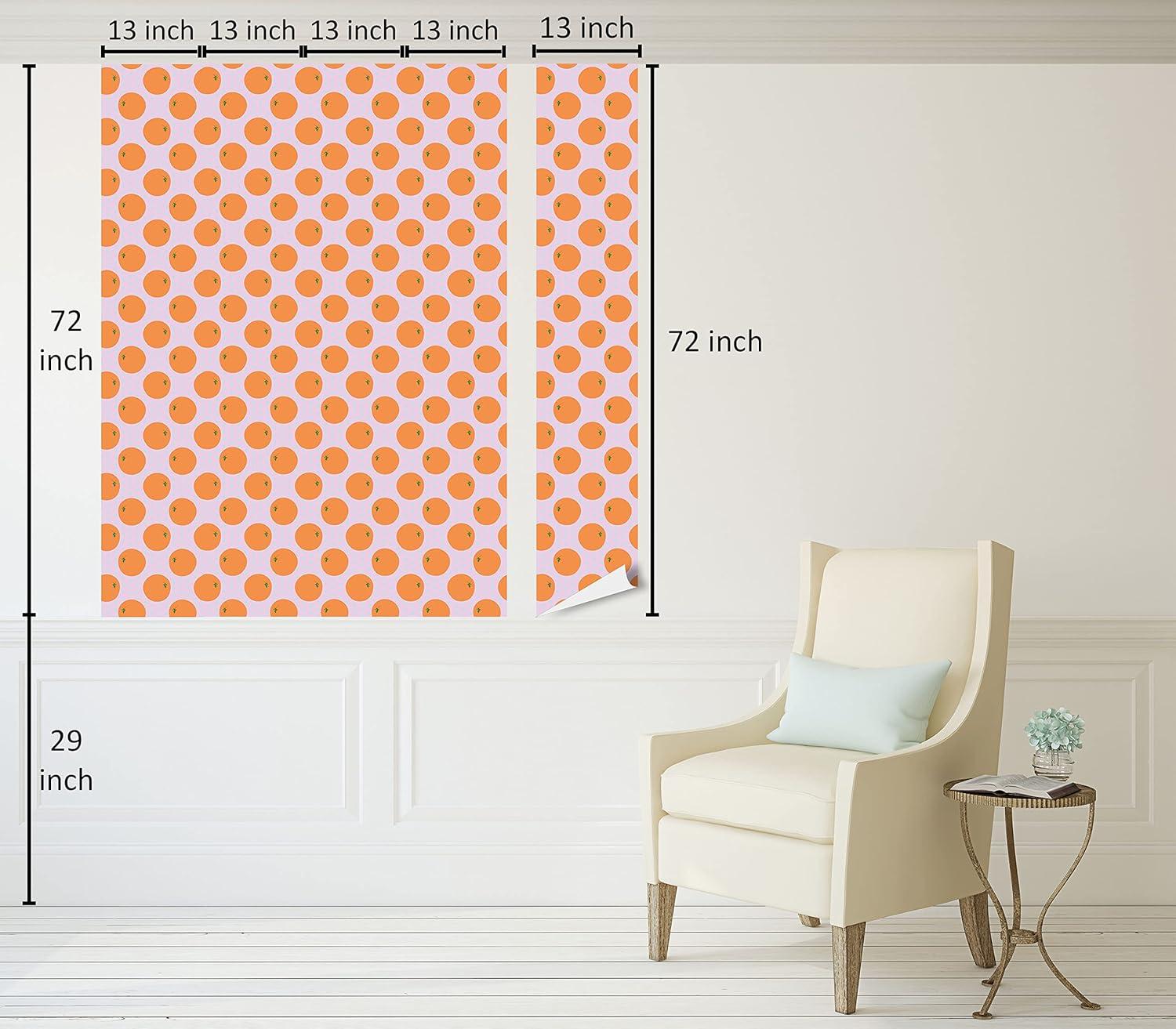 imageAmbesonne Orange Peel amp Stick Wallpaper for Home Cartoon Citrus Fruit on Polka Dots Pattern SelfAdhesive Living Room Kitchen Accent 13 x 72 Pale Pink Apricot