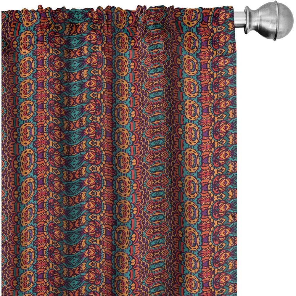 imageAmbesonne African Curtains Folkloric and Psychedelic Ornament Pattern Indigenous Motifs with Colorful Design Window Treatments 2 Panel Set for Living Room Bedroom Pair of 28 x 95 Burnt Orange