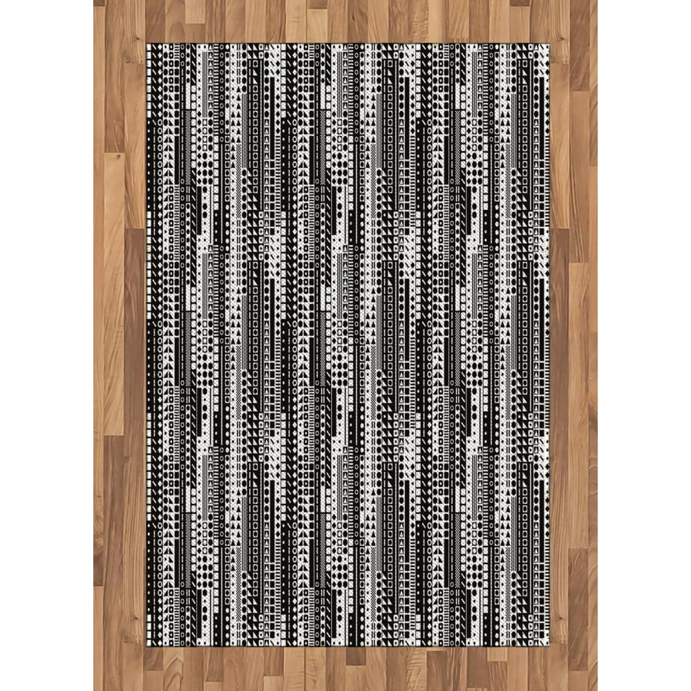 imageAmbesonne Black and White Area Rug Modern Geometric Square Triangle Circle Monochrome Futuristic Minimalist Flat Woven Accent Rug for Living Room Bedroom Dining Room 4 X 5 7 Black White