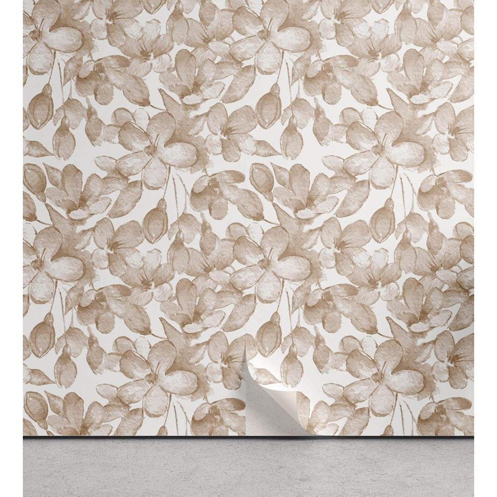 imageAmbesonne Blueberry Peel amp Stick Wallpaper for Home Summer Berries with Leaves on Cream Background Love Botanical Themed SelfAdhesive Living Room Kitchen Accent 13 x 100 Violet Blue Fern GreenWarm Taupe Coconut