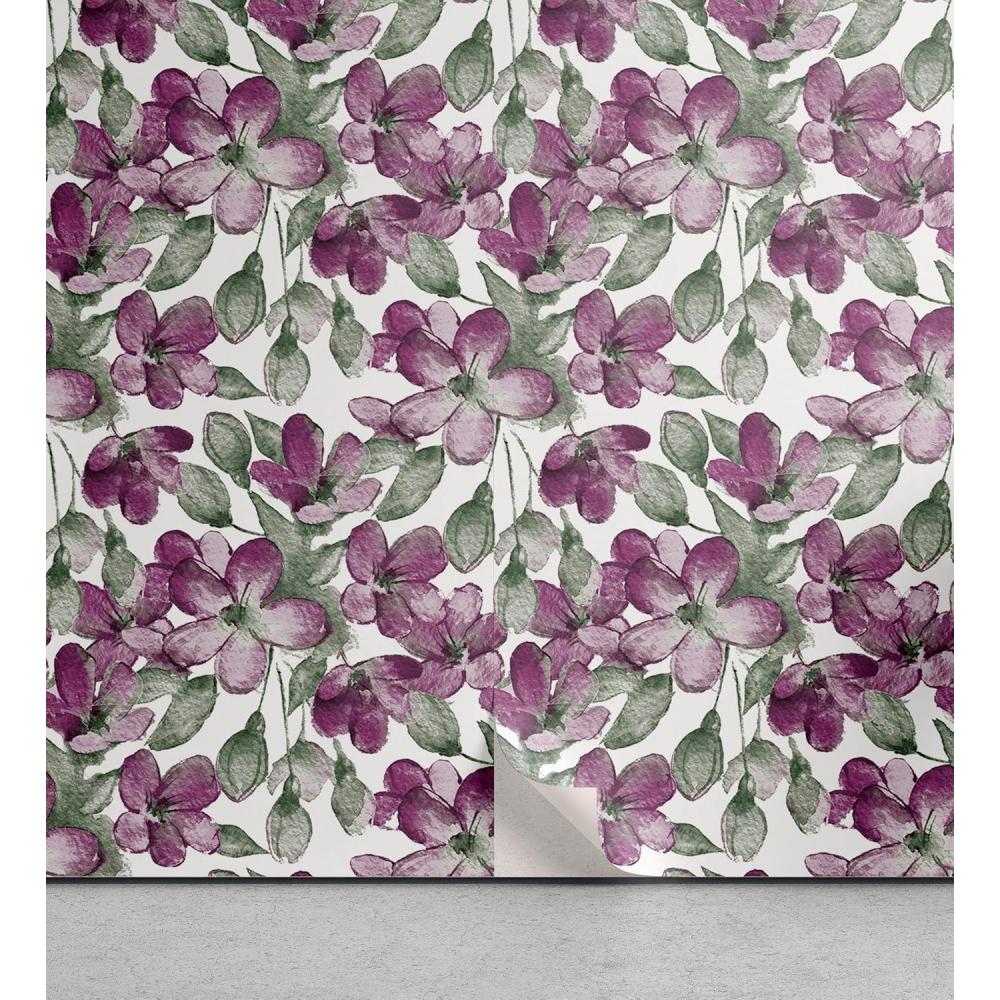 imageAmbesonne Blueberry Peel amp Stick Wallpaper for Home Summer Berries with Leaves on Cream Background Love Botanical Themed SelfAdhesive Living Room Kitchen Accent 13 x 100 Violet Blue Fern GreenDark Magenta and Reseda Green