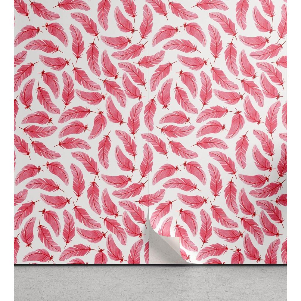 imageAmbesonne Blueberry Peel amp Stick Wallpaper for Home Summer Berries with Leaves on Cream Background Love Botanical Themed SelfAdhesive Living Room Kitchen Accent 13 x 100 Violet Blue Fern GreenDark Coral and White