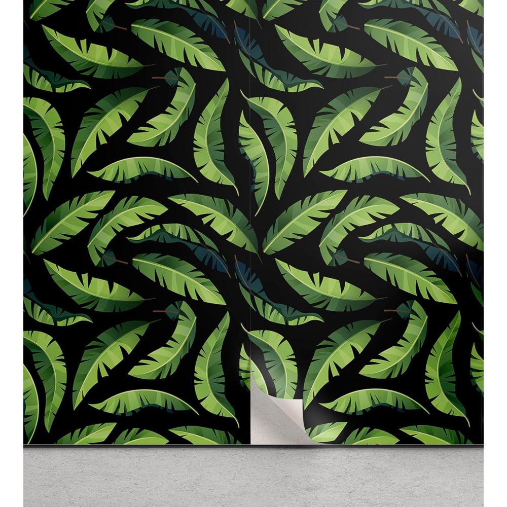 imageAmbesonne Blueberry Peel amp Stick Wallpaper for Home Summer Berries with Leaves on Cream Background Love Botanical Themed SelfAdhesive Living Room Kitchen Accent 13 x 100 Violet Blue Fern GreenLime Green Black Teal