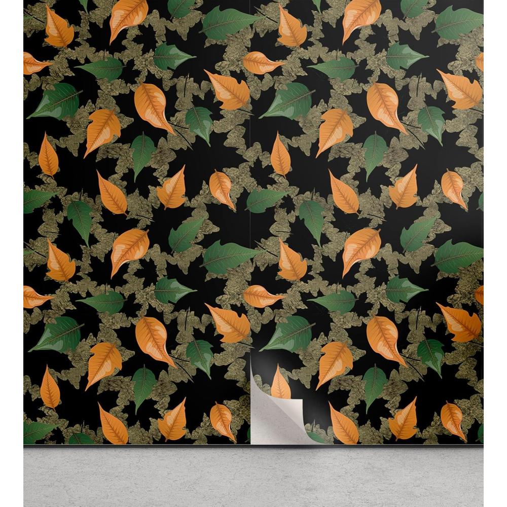 imageAmbesonne Blueberry Peel amp Stick Wallpaper for Home Summer Berries with Leaves on Cream Background Love Botanical Themed SelfAdhesive Living Room Kitchen Accent 13 x 100 Violet Blue Fern GreenApricot Green and Khaki