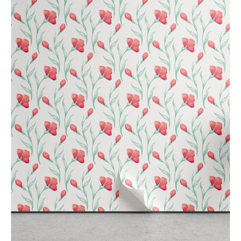 imageAmbesonne Blueberry Peel amp Stick Wallpaper for Home Summer Berries with Leaves on Cream Background Love Botanical Themed SelfAdhesive Living Room Kitchen Accent 13 x 100 Violet Blue Fern GreenDark Coral Seafoam