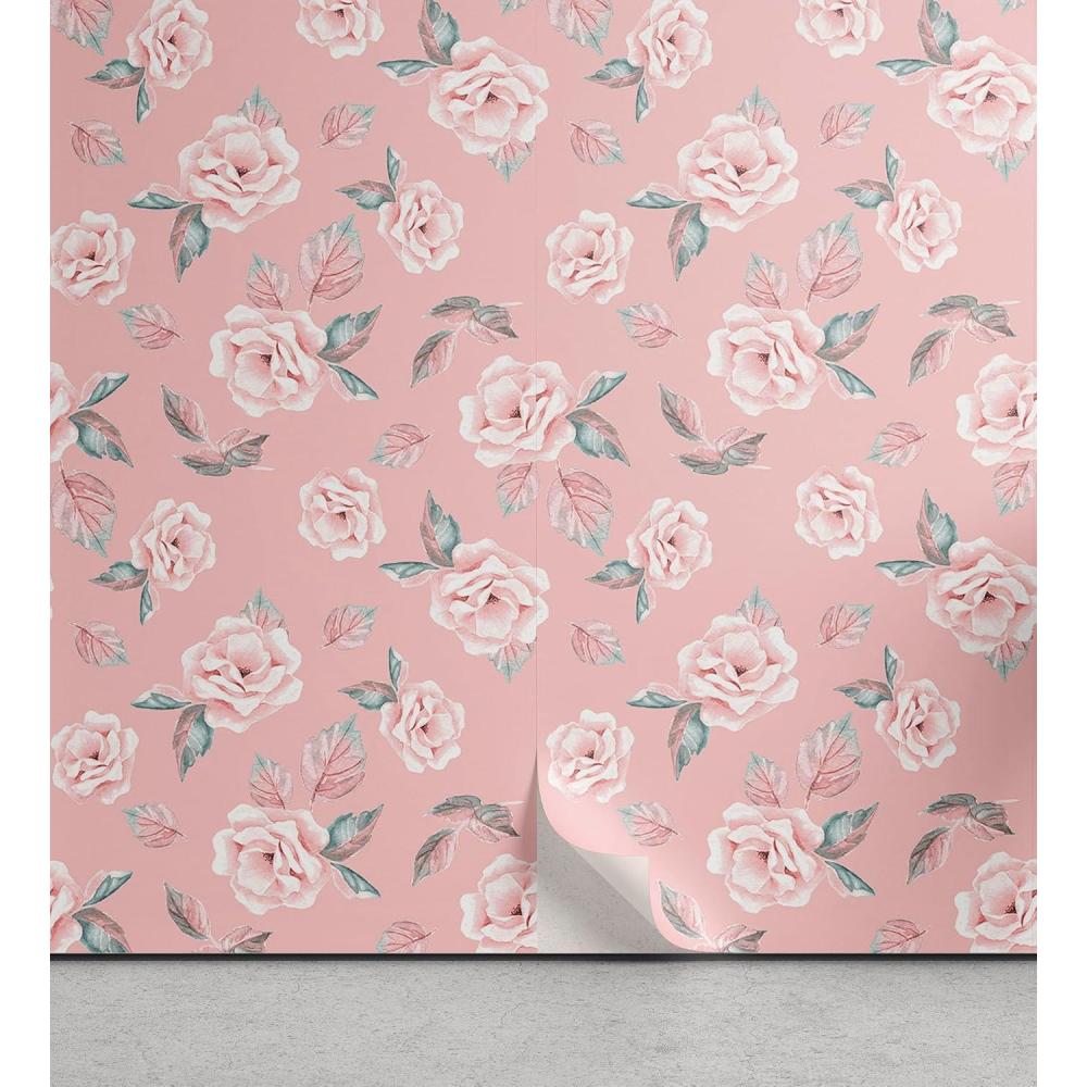 imageAmbesonne Blueberry Peel amp Stick Wallpaper for Home Summer Berries with Leaves on Cream Background Love Botanical Themed SelfAdhesive Living Room Kitchen Accent 13 x 100 Violet Blue Fern GreenBlush and Laurel Green