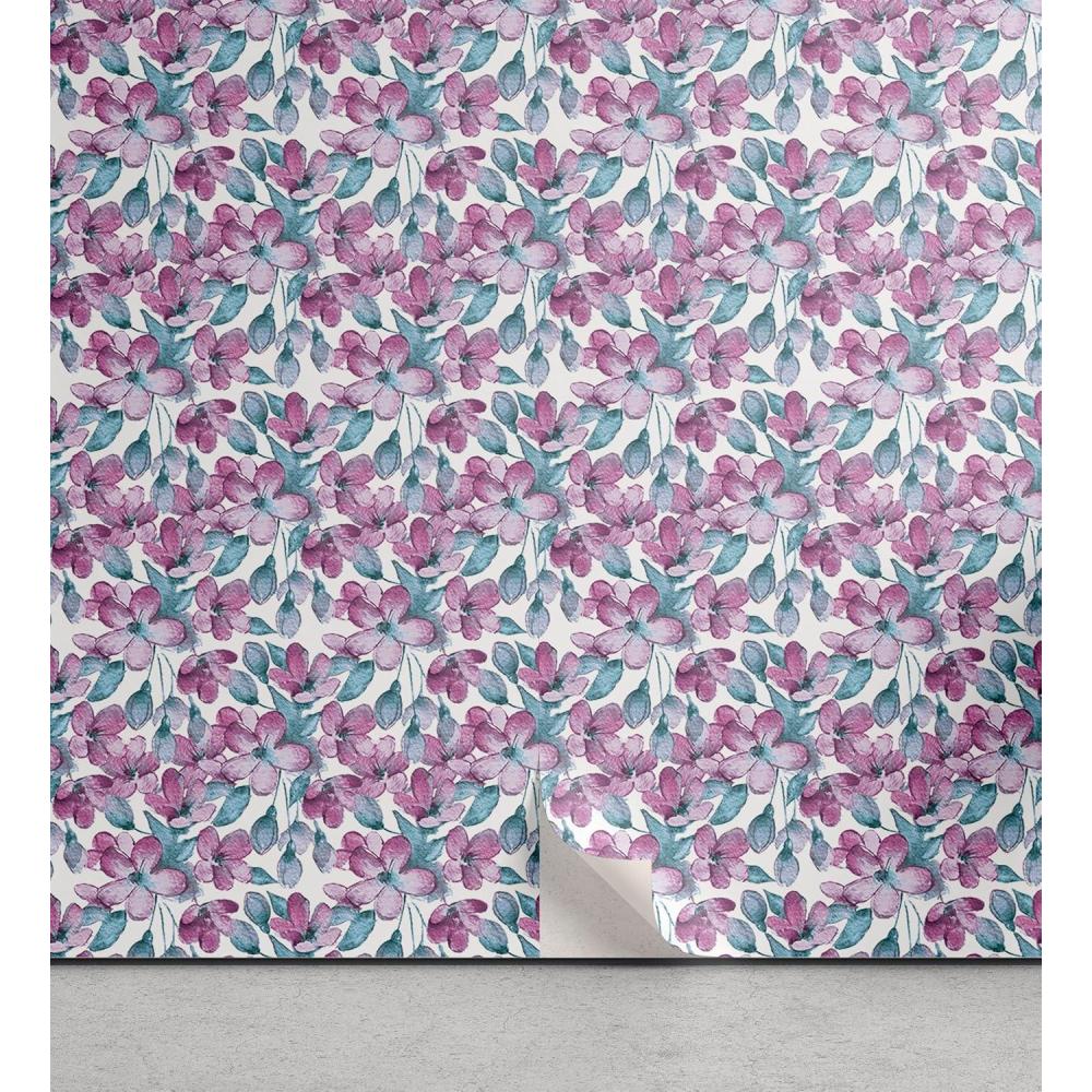 imageAmbesonne Blueberry Peel amp Stick Wallpaper for Home Summer Berries with Leaves on Cream Background Love Botanical Themed SelfAdhesive Living Room Kitchen Accent 13 x 100 Violet Blue Fern GreenTeal and Pale Fuchsia