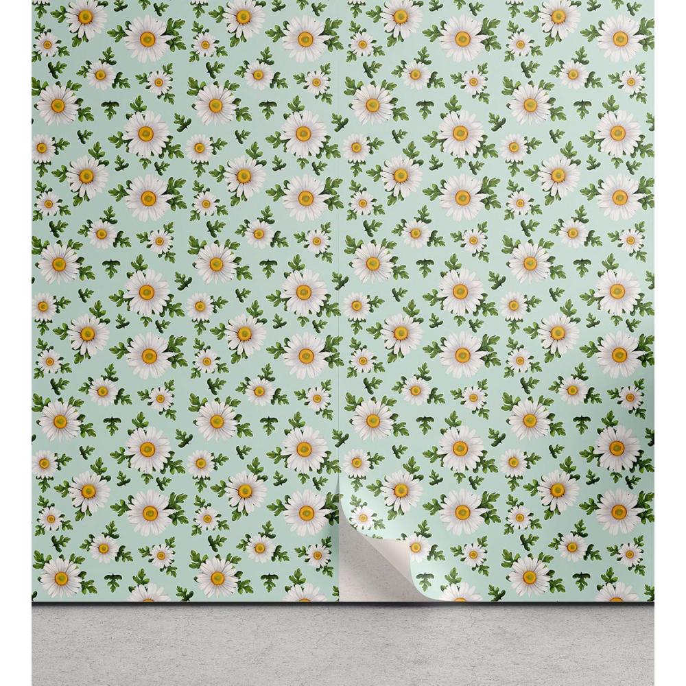 imageAmbesonne Blueberry Peel amp Stick Wallpaper for Home Summer Berries with Leaves on Cream Background Love Botanical Themed SelfAdhesive Living Room Kitchen Accent 13 x 100 Violet Blue Fern GreenGreen Orange and White
