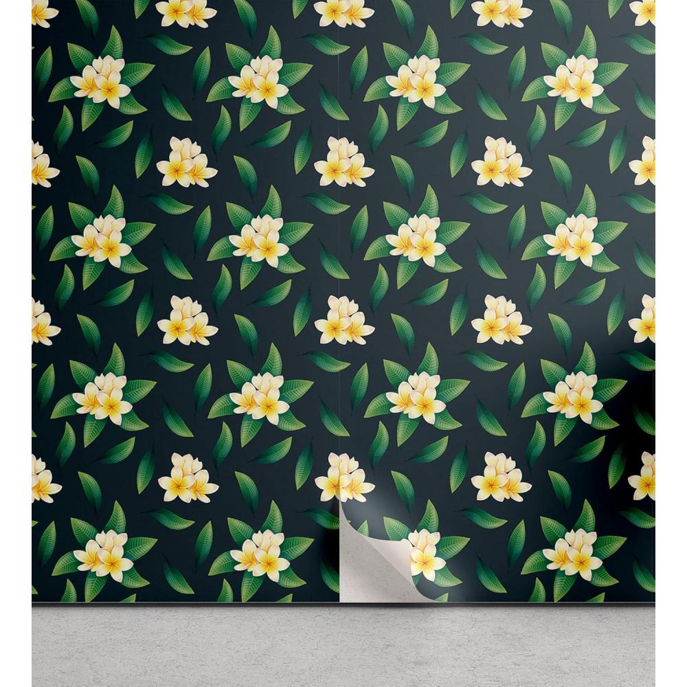 imageAmbesonne Blueberry Peel amp Stick Wallpaper for Home Summer Berries with Leaves on Cream Background Love Botanical Themed SelfAdhesive Living Room Kitchen Accent 13 x 100 Violet Blue Fern GreenPale Orange and Dark Teal