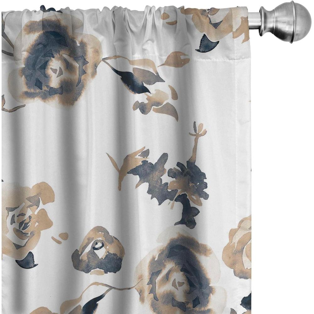 imageAmbesonne Floral Curtains Vintage Style Blooming Pastel Hibiscus and Rose Flowers with Leaves Window Treatments 2 Panel Set for Living Room Bedroom Pair of 28 x 84 Lilac Seafoam and GreenAlmond Dark Slate Blue