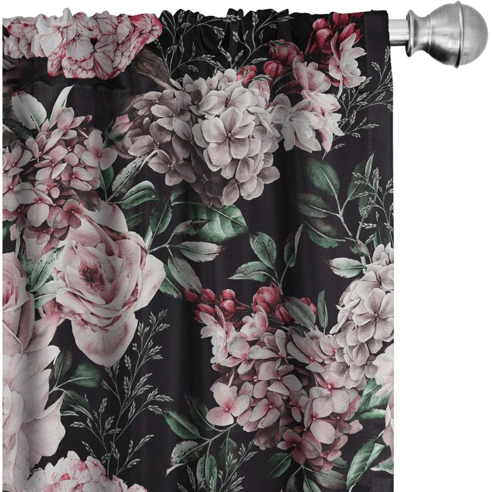 imageAmbesonne Floral Curtains Vintage Style Blooming Pastel Hibiscus and Rose Flowers with Leaves Window Treatments 2 Panel Set for Living Room Bedroom Pair of  28 x 84 Lilac Seafoam and GreenJade Green Pale Mauve