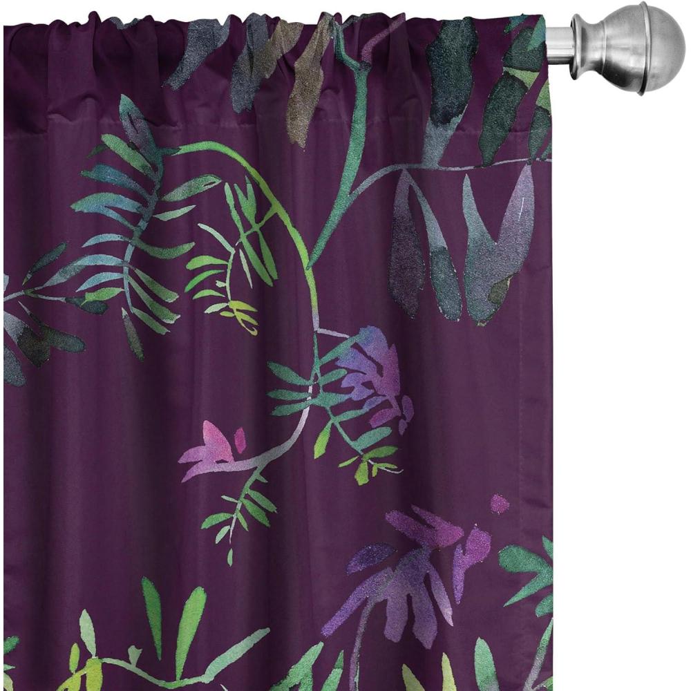 imageAmbesonne Floral Curtains Vintage Style Blooming Pastel Hibiscus and Rose Flowers with Leaves Window Treatments 2 Panel Set for Living Room Bedroom Pair of  28 x 84 Lilac Seafoam and GreenPlum Fuchsia and Green