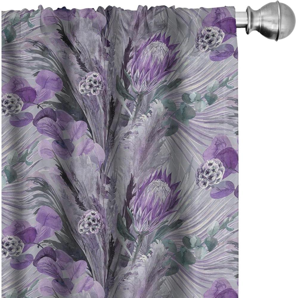 imageAmbesonne Floral Curtains Vintage Style Blooming Pastel Hibiscus and Rose Flowers with Leaves Window Treatments 2 Panel Set for Living Room Bedroom Pair of 28 x 84 Lilac Seafoam and GreenViolet Mauve and Grey Teal