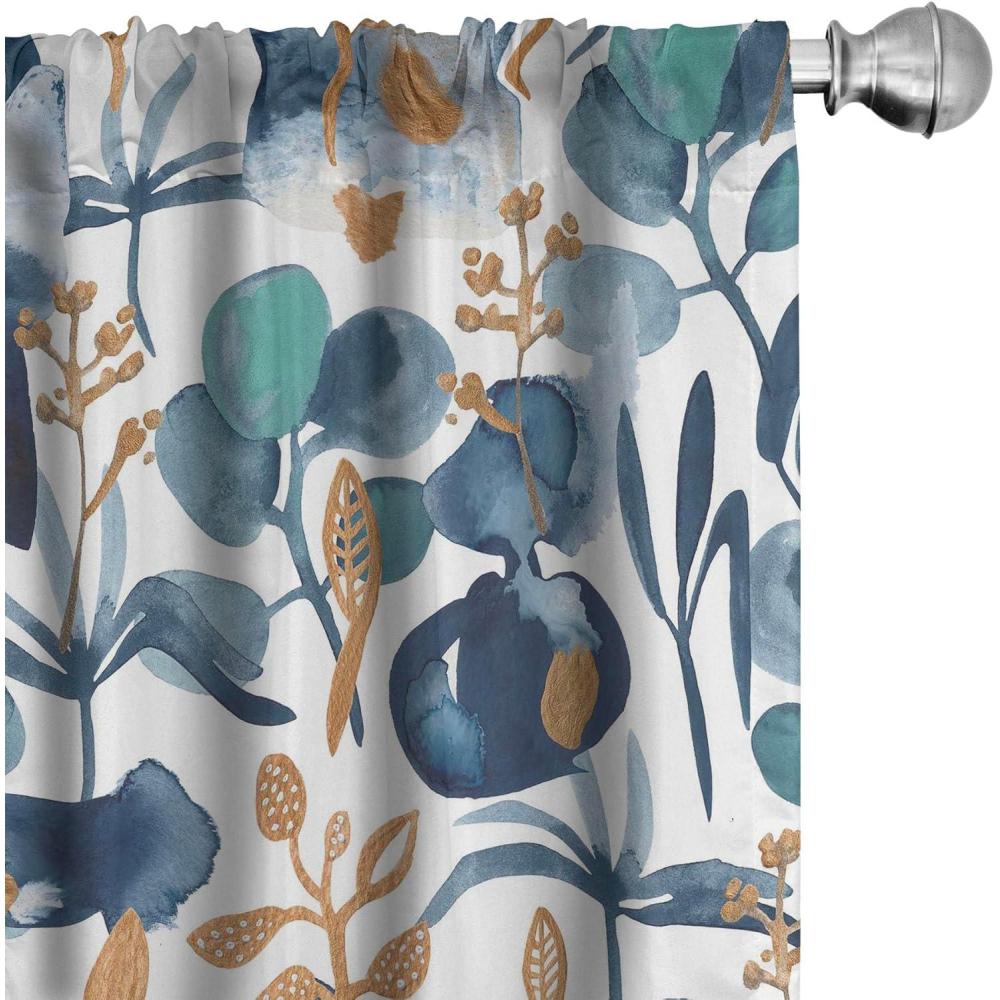imageAmbesonne Floral Curtains Vintage Style Blooming Pastel Hibiscus and Rose Flowers with Leaves Window Treatments 2 Panel Set for Living Room Bedroom Pair of 28 x 84 Lilac Seafoam and GreenSlate Blue Seafoam Amber