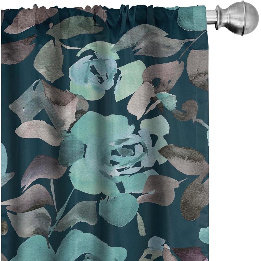 imageAmbesonne Floral Curtains Vintage Style Blooming Pastel Hibiscus and Rose Flowers with Leaves Window Treatments 2 Panel Set for Living Room Bedroom Pair of  28 x 84 Lilac Seafoam and GreenSeafoam Dark Teal Dimgray