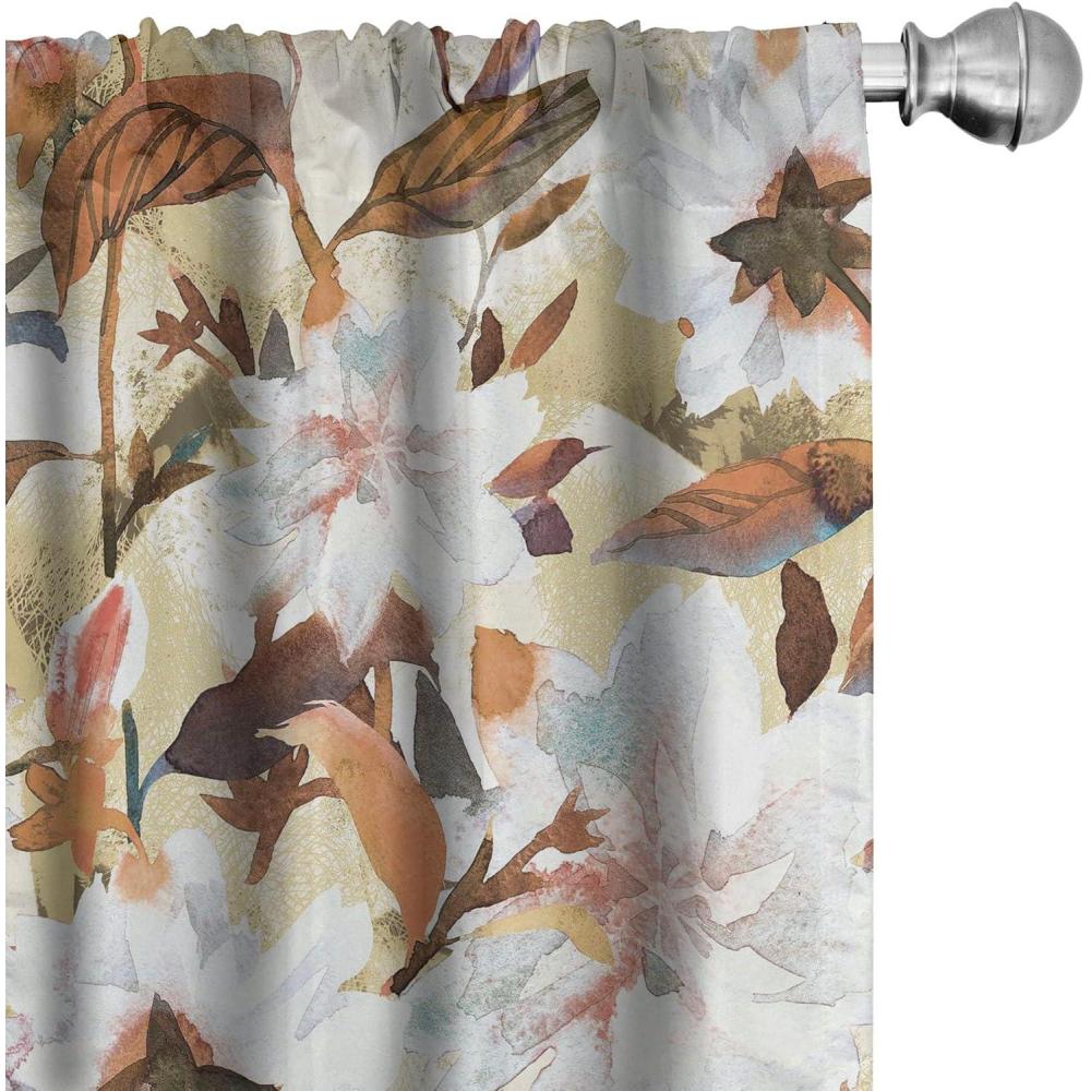 imageAmbesonne Floral Curtains Vintage Style Blooming Pastel Hibiscus and Rose Flowers with Leaves Window Treatments 2 Panel Set for Living Room Bedroom Pair of 28 x 84 Lilac Seafoam and GreenCinnamon and Pale Khaki