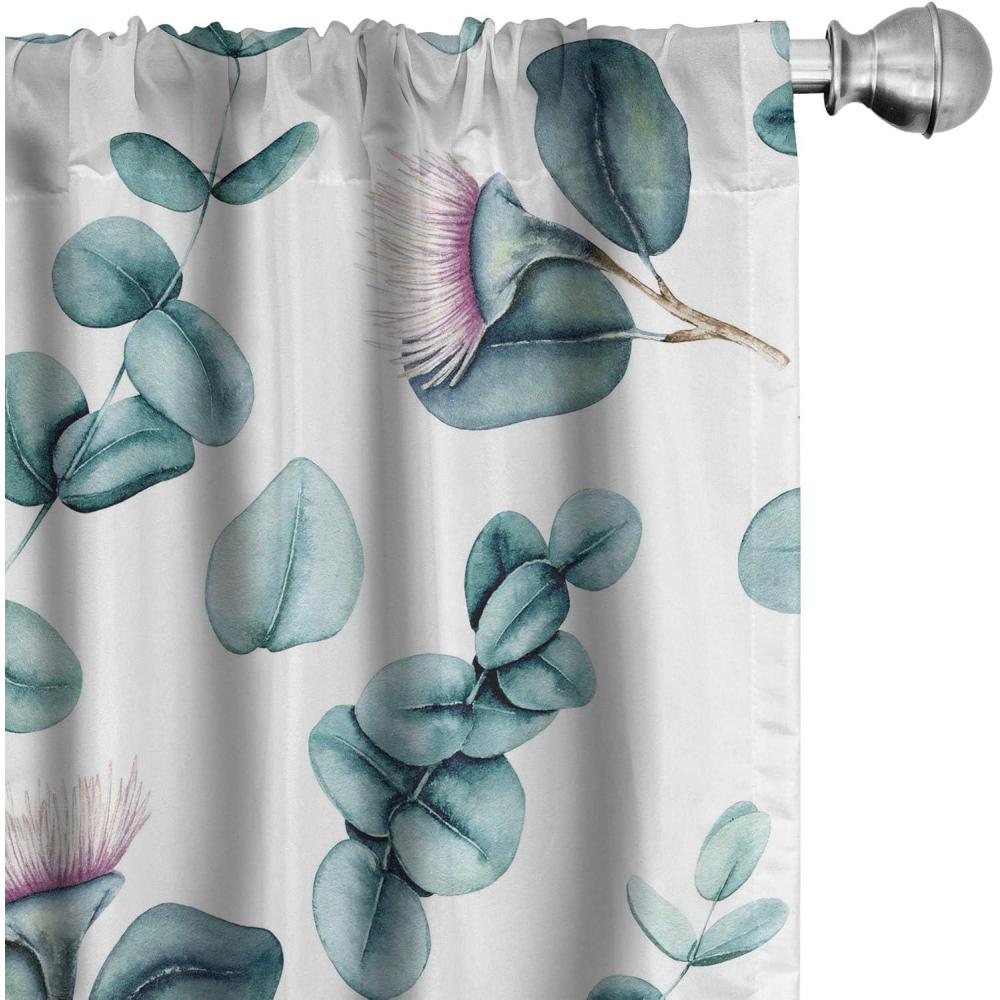 imageAmbesonne Floral Curtains Vintage Style Blooming Pastel Hibiscus and Rose Flowers with Leaves Window Treatments 2 Panel Set for Living Room Bedroom Pair of  28 x 84 Lilac Seafoam and GreenPale Teal and Cadet Blue
