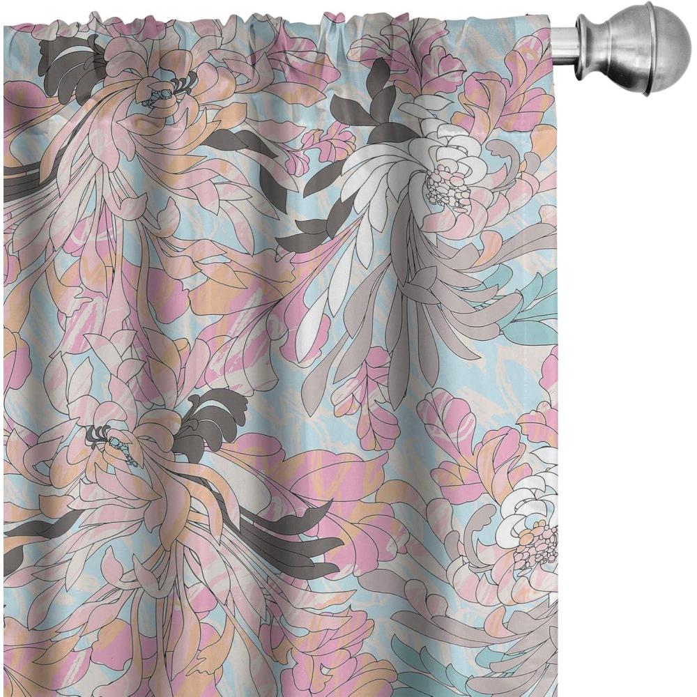 imageAmbesonne Floral Curtains Watercolor Themed Pattern of Blooming Retro Spring Revival Flowers Window Treatments 2 Panel Set for Living Room Bedroom Pair of 28 x 63 Lilac White and Slate BrownSoft Blue Pale Pink Peach