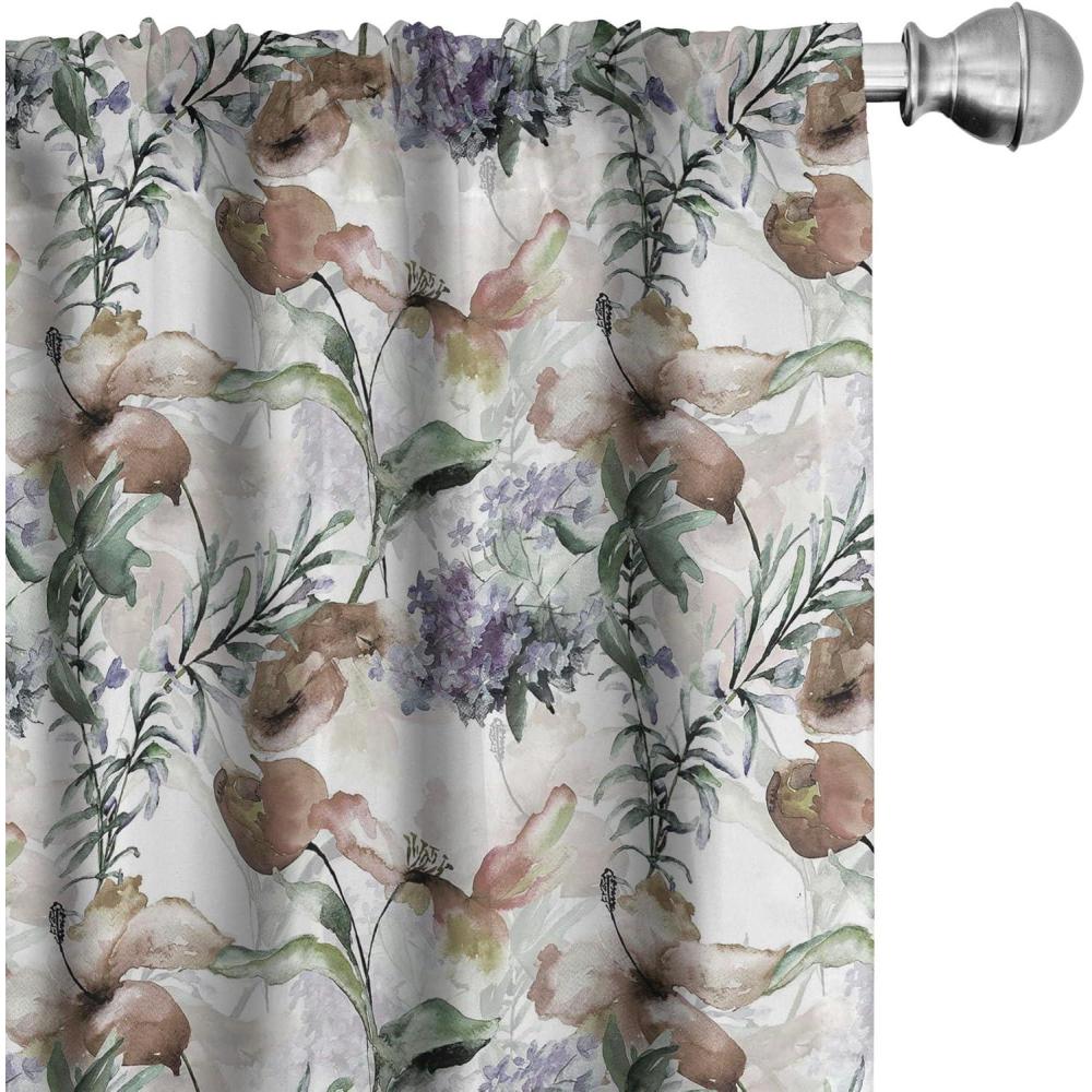 imageAmbesonne Floral Curtains Watercolor Themed Pattern of Blooming Retro Spring Revival Flowers Window Treatments 2 Panel Set for Living Room Bedroom Pair of 28 x 63 Lilac White and Slate BrownCocoa Quartz and Green