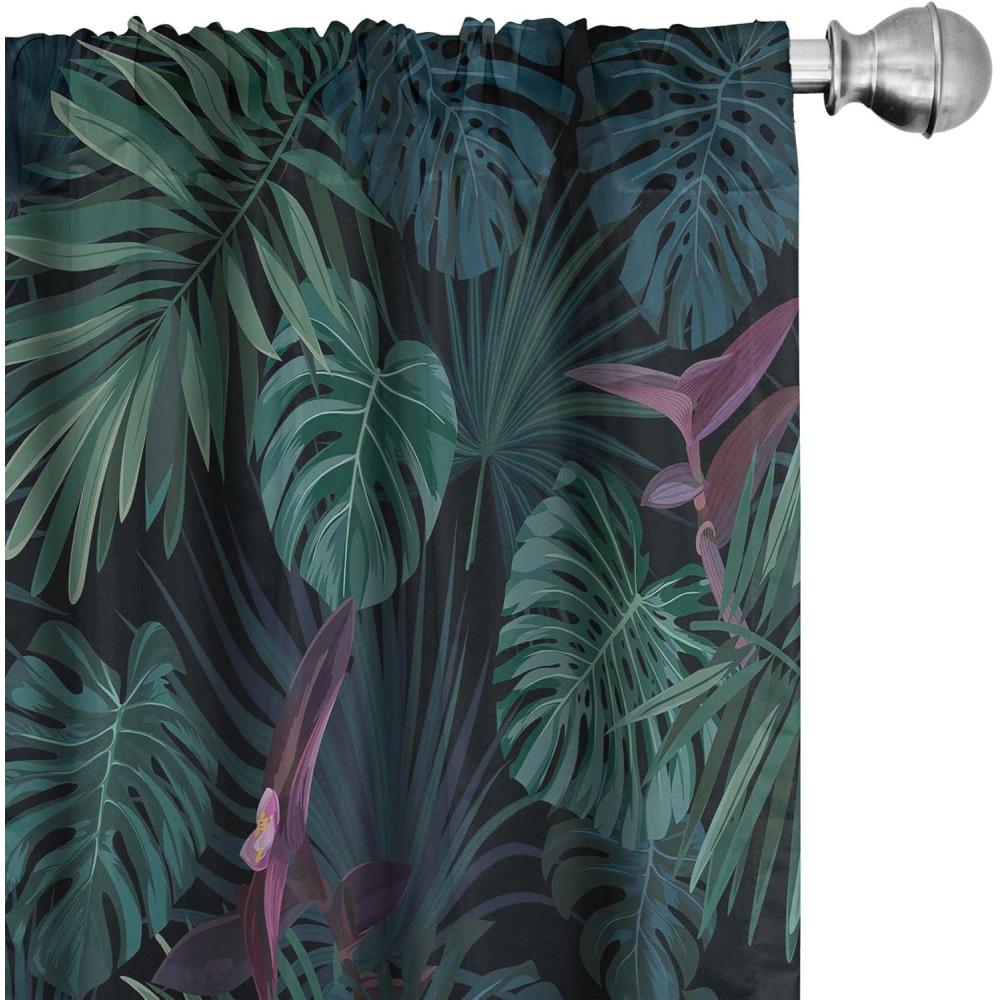 imageAmbesonne Floral Curtains Watercolor Themed Pattern of Blooming Retro Spring Revival Flowers Window Treatments 2 Panel Set for Living Room Bedroom Pair of 28 x 63 Lilac White and Slate BrownEggplant Dark Teal and Green