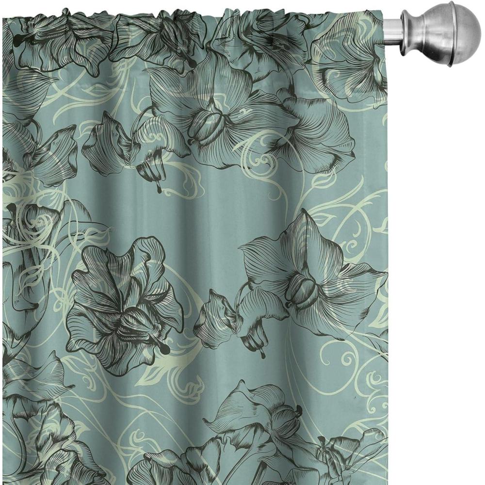imageAmbesonne Floral Curtains Watercolor Themed Pattern of Blooming Retro Spring Revival Flowers Window Treatments 2 Panel Set for Living Room Bedroom Pair of 28 x 63 Lilac White and Slate BrownAlmond Green and Black