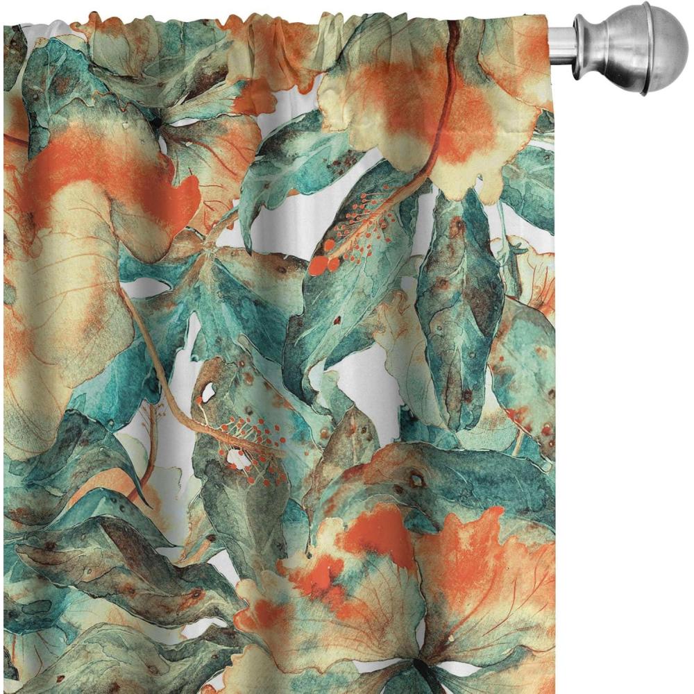 imageAmbesonne Floral Curtains Watercolor Themed Pattern of Blooming Retro Spring Revival Flowers Window Treatments 2 Panel Set for Living Room Bedroom Pair of 28 x 63 Lilac White and Slate BrownTeal Pale Yellow Orange