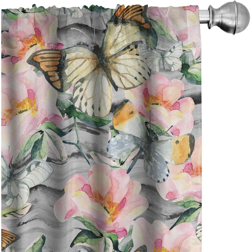 imageAmbesonne Floral Curtains Watercolor Themed Pattern of Blooming Retro Spring Revival Flowers Window Treatments 2 Panel Set for Living Room Bedroom Pair of  28 x 63 Lilac White and Slate BrownGrey and Multicolor