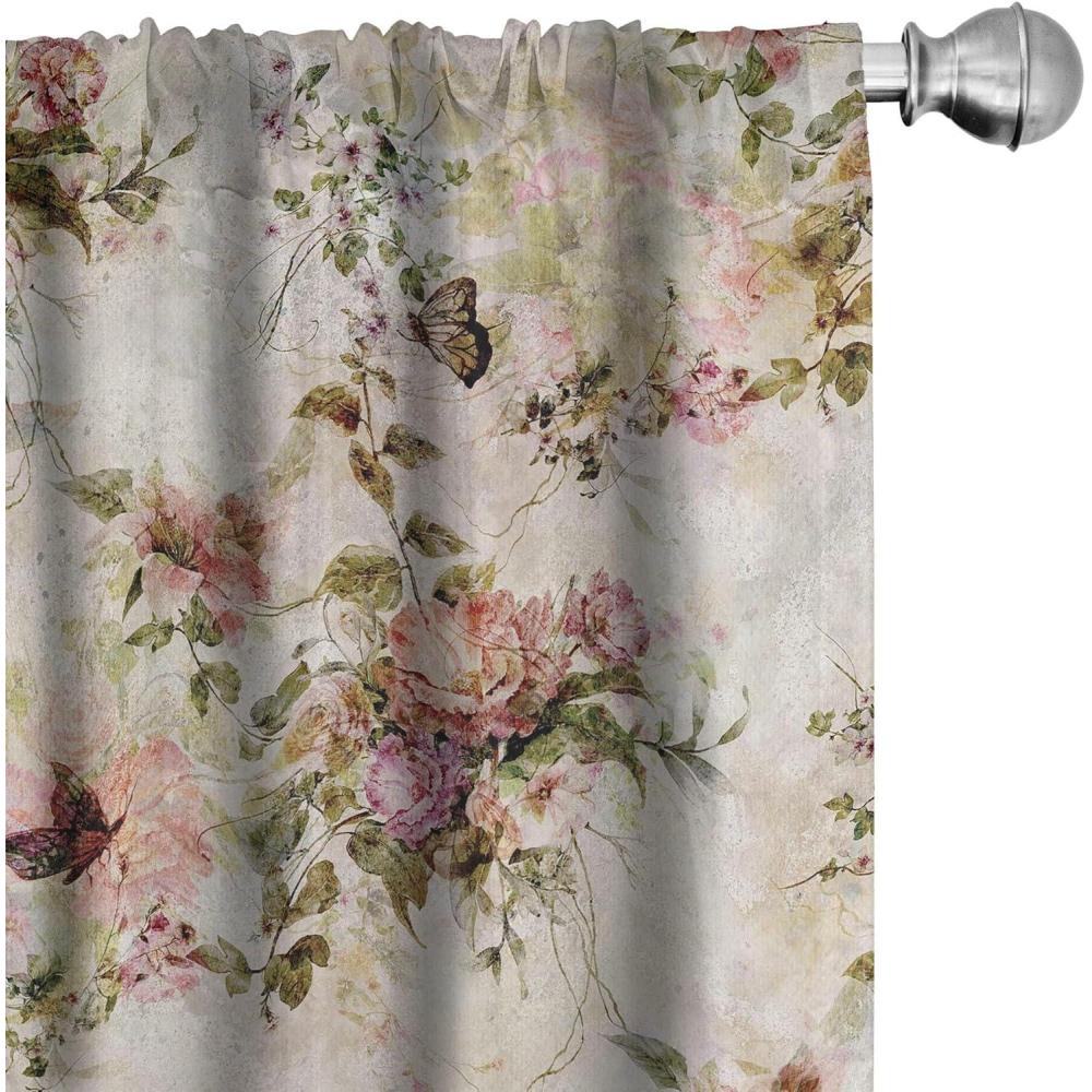 imageAmbesonne Floral Curtains Watercolor Themed Pattern of Blooming Retro Spring Revival Flowers Window Treatments 2 Panel Set for Living Room Bedroom Pair of 28 x 63 Lilac White and Slate BrownBeige Multicolor