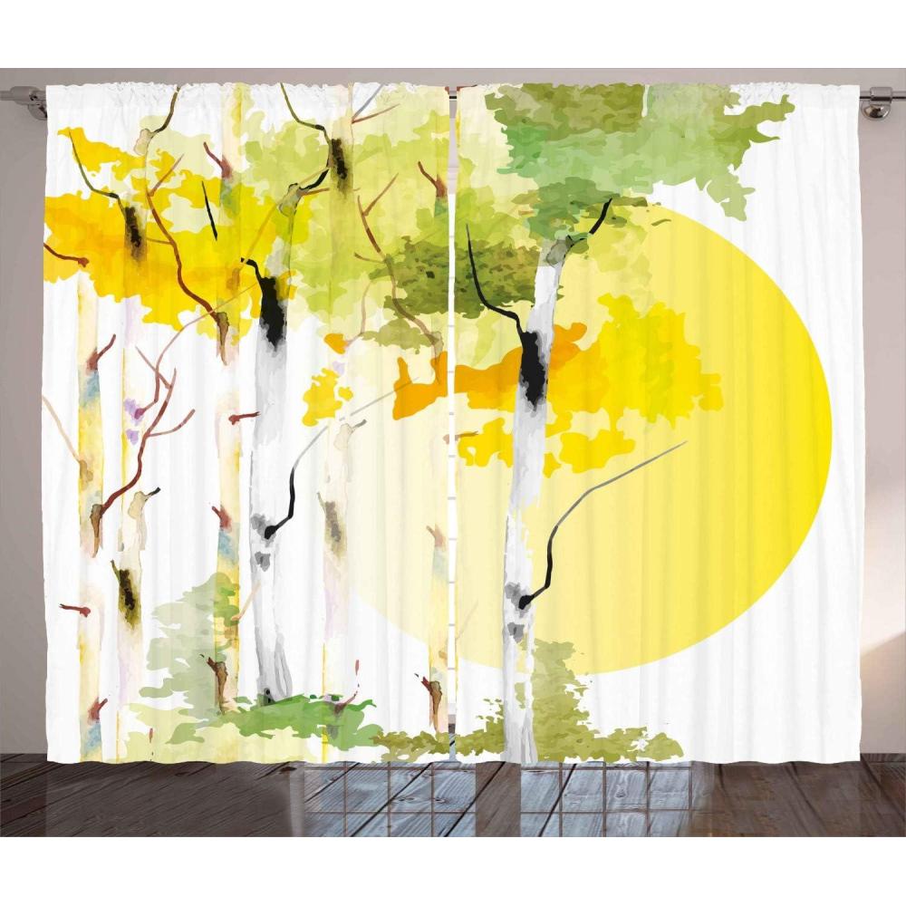 imageAmbesonne Horror House Curtains Moon Halloween Historical Gate Gothic Background Candles Fiction View Print Living Room Bedroom Window Drapes 2 Panel Set 108 X 84 Green BlueYellow Orange